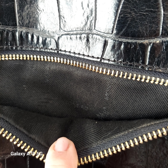 Vintage Original Monsac Black Croc Embossed Small Tote Shoulder Bag Purse - Picture 15 of 17